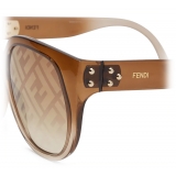 Fendi - Fendi Dawn - Occhiali da Sole Rotondi Oversize - Marrone - Occhiali da Sole - Fendi Eyewear