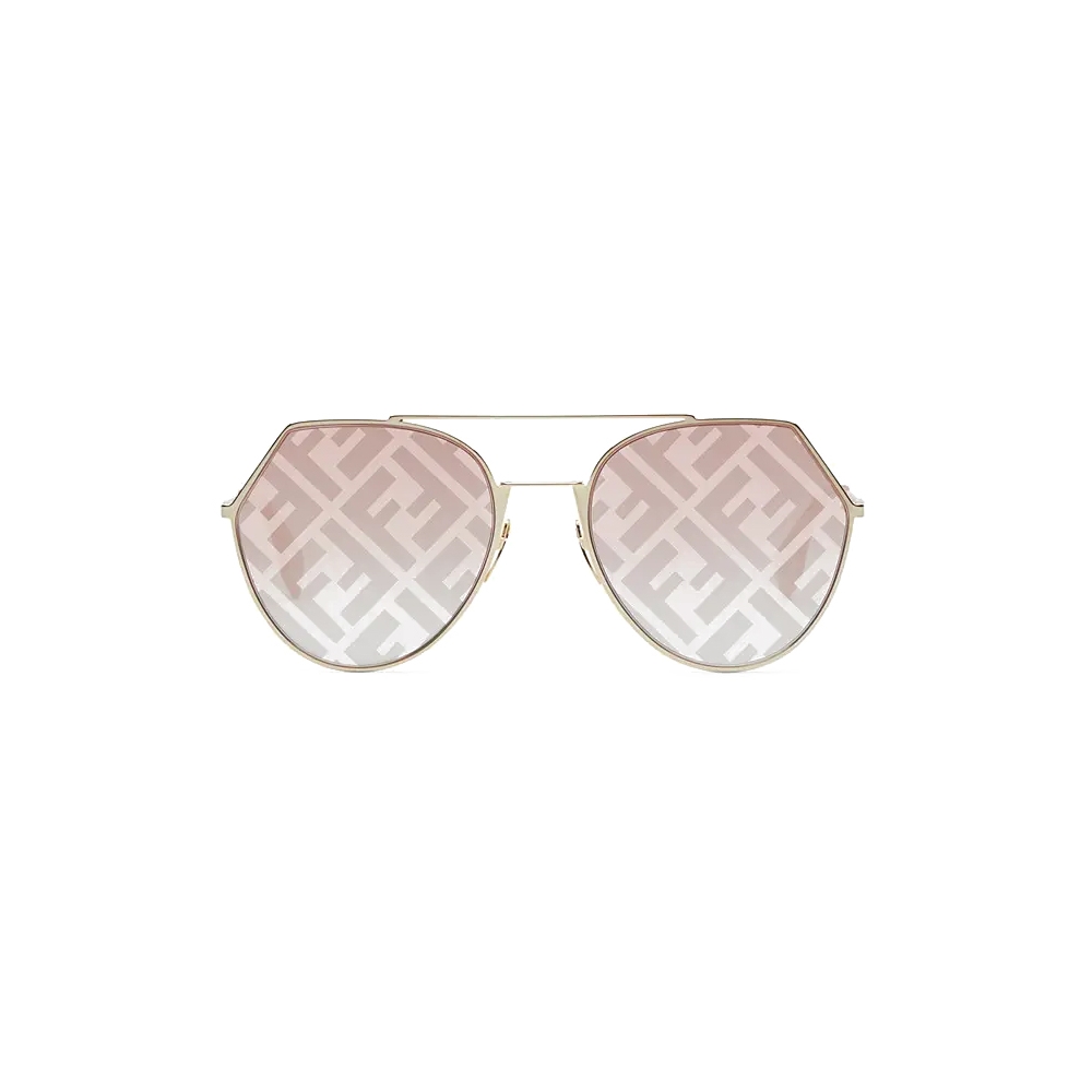 Fendi Lens Classic Gold Silver Monogram Sunglasses in Black for