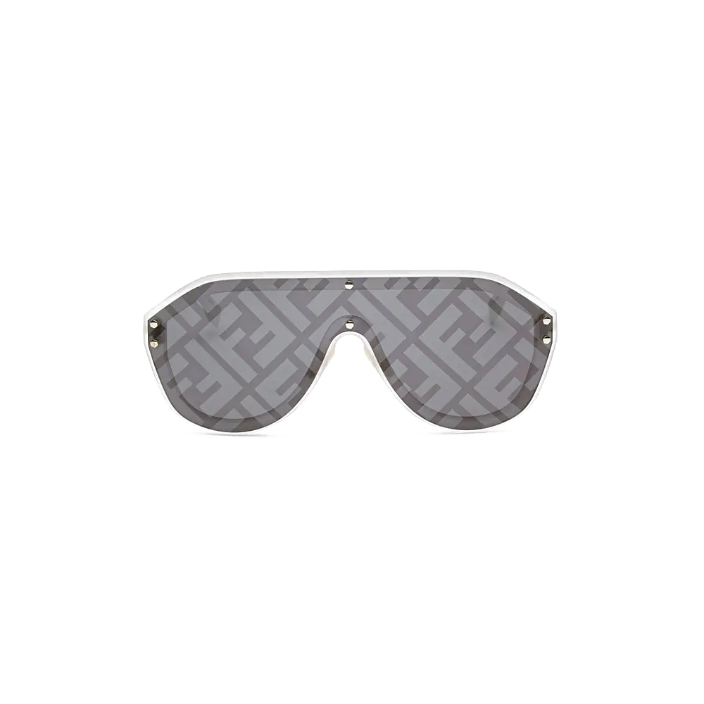 Fendi Sunglasses Men Women's Shield Made In Italy Logo Wrap Authentic Silver