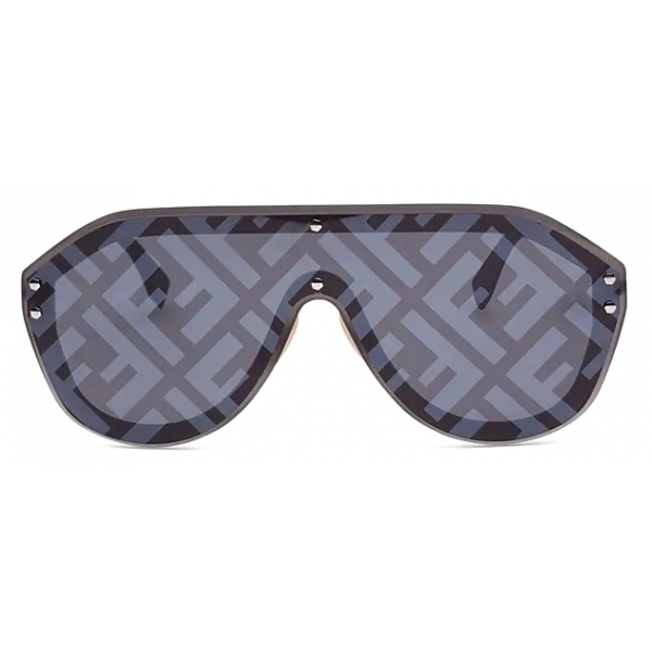 Fendi - Fendi Fabulous - Shield Sunglasses - Dark Ruthenium Gray - Sunglasses - Fendi Eyewear
