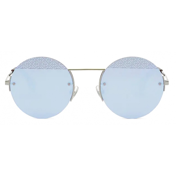 Fendi - FF - Round Sunglasses - Ruthenium Light Blue - Sunglasses - Fendi Eyewear