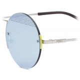 Fendi - FF - Occhiali da Sole Rotondi - Rutenio Azzurro - Occhiali da Sole - Fendi Eyewear