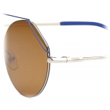 Fendi - FendiFiend - Occhiali da Sole Rotondi Pilota - Oro Blu - Occhiali da Sole - Fendi Eyewear