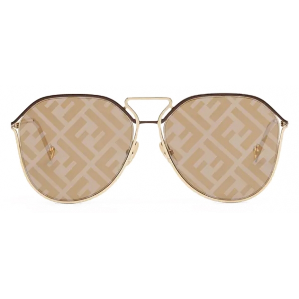 Fendi - Fendi Grid - Pilot Sunglasses - Brown Gold - Sunglasses - Fendi Eyewear