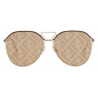 Fendi - Fendi Grid - Pilot Sunglasses - Brown Gold - Sunglasses - Fendi Eyewear