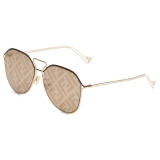 Fendi - Fendi Grid - Pilot Sunglasses - Brown Gold - Sunglasses - Fendi Eyewear