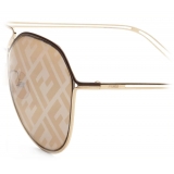 Fendi - Fendi Grid - Occhiali da Sole Pilota - Marrone Oro - Occhiali da Sole - Fendi Eyewear