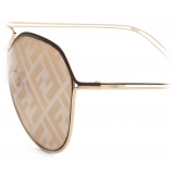 Fendi - Fendi Grid - Pilot Sunglasses - Brown Gold - Sunglasses - Fendi Eyewear