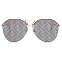 Fendi - Fendi Grid - Occhiali da Sole Pilota - Rossa Rutenio - Occhiali da Sole - Fendi Eyewear