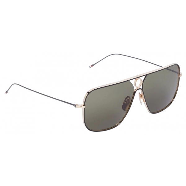 Thom Browne - Gold Rectangular Sunglasses - Thom Browne Eyewear - Avvenice