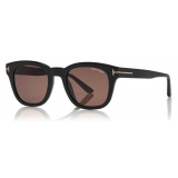 Tom Ford - Eugenio Sunglasses - Occhiali in Acetato - Nero Lucido Marroni - FT0676 - Occhiali da Sole - Tom Ford Eyewear