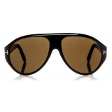 Tom Ford - Tom N.8 Sunglasses - Occhiali da Sole in Vero Corno - Corno Nero - FT0490-P - Occhiali da Sole - Tom Ford Eyewear