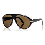 Tom Ford - Tom N.8 Sunglasses - Occhiali da Sole in Vero Corno - Corno Nero - FT0490-P - Occhiali da Sole - Tom Ford Eyewear