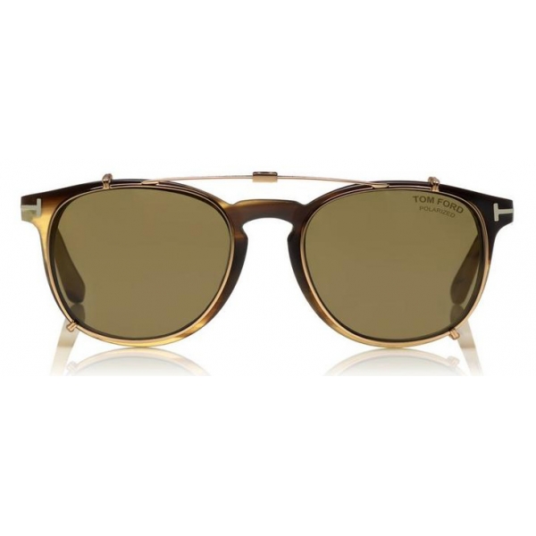 Tom Ford - Tom N.14 Sunglasses - Occhiali da Sole in Corno - Marroni Chiaro - FT5498-P - Occhiali da Sole - Tom Ford Eyewear