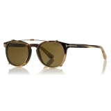 Tom Ford - Tom N.14 Sunglasses - Occhiali da Sole in Corno - Marroni Chiaro - FT5498-P - Occhiali da Sole - Tom Ford Eyewear