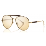 Tom Ford - Tom N.16 Sunglasses - Occhiali da Sole Stile Pilota - Oro Marroni - FT0704-P - Occhiali da Sole - Tom Ford Eyewear