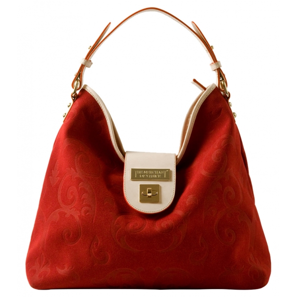 The Merchant of Venice - Leather Shoulder Bag - Red Gold - Fashion Collection - Luxury Venetian Bag