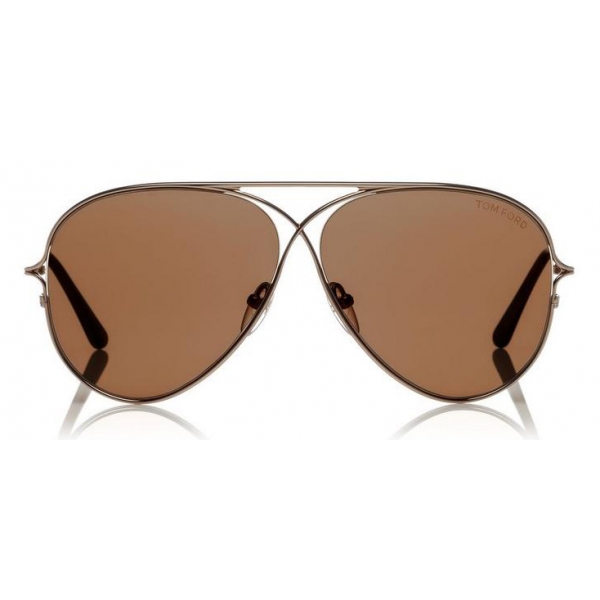 Tom Ford - Tom N.4 Sunglasses - Occhiali da Sole Pilota - Oro Rosa Marroni - FT0488-P - Occhiali da Sole - Tom Ford Eyewear