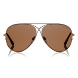 Tom Ford - Tom N.4 Sunglasses - Occhiali da Sole Pilota - Oro Rosa Marroni - FT0488-P - Occhiali da Sole - Tom Ford Eyewear