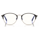 Tom Ford - Metal Optical Glasses - Occhiali da Vista Rotondi - Nero Oro - FT5541-B - Occhiali da Vista - Tom Ford Eyewear