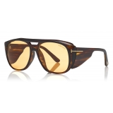 Tom Ford - Fender Sunglasses - Occhiali da Sole Quadrati in Acetato - Marroni - FT0799 - Occhiali da Sole - Tom Ford Eyewear