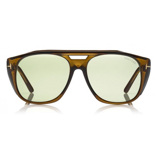 Tom Ford - Fender Sunglasses - Occhiali da Sole Quadrati in Acetato - Oro Verde - FT0799 - Occhiali da Sole - Tom Ford Eyewear