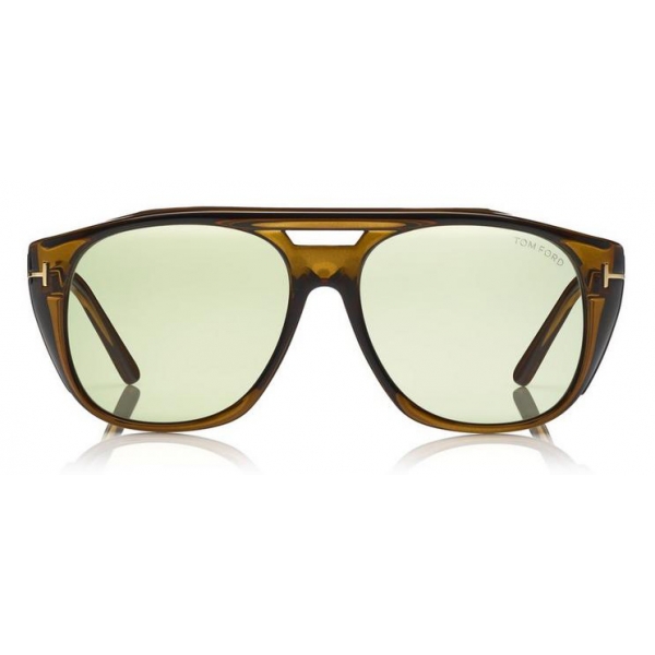 Tom Ford - Fender Sunglasses - Square Acetate Sunglasses - Gold Green - FT0799 - Sunglasses - Tom Ford Eyewear