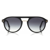 Tom Ford - Ivan Sunglasses - Occhiali da Sole Stile Rotondi in Acetato - Nero - FT0675 - Occhiali da Sole - Tom Ford Eyewear