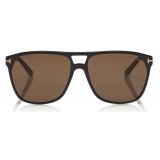 Tom Ford - Shelton Sunglasses - Occhiali da Sole Quadrati - Nero Lucido Marroni - FT0679 - Occhiali da Sole - Tom Ford Eyewear