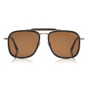 Tom Ford - Huck Sunglasses - Navigator Style Sunglasses - Shiny Black Brown - FT0665 - Sunglasses - Tom Ford Eyewear