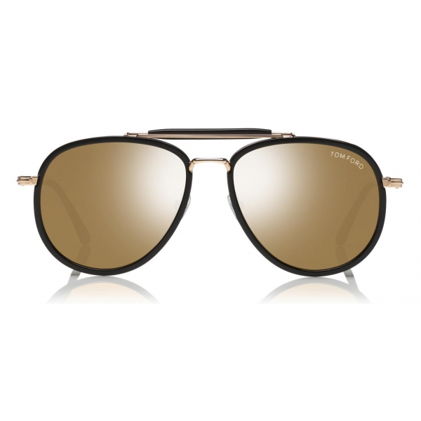 Tom Ford - Tripp Sunglasses - Occhiali da Sole Forma di Pilota - Nero Oro - FT0666 - Occhiali da Sole - Tom Ford Eyewear