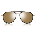 Tom Ford - Tripp Sunglasses - Occhiali da Sole Forma di Pilota - Nero Oro - FT0666 - Occhiali da Sole - Tom Ford Eyewear