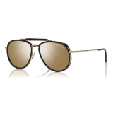 Tom Ford - Tripp Sunglasses - Occhiali da Sole Forma di Pilota - Nero Oro - FT0666 - Occhiali da Sole - Tom Ford Eyewear