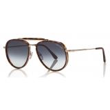 Tom Ford - Tripp Sunglasses - Occhiali da Sole Forma di Pilota - Avana Blu - FT0666 - Occhiali da Sole - Tom Ford Eyewear