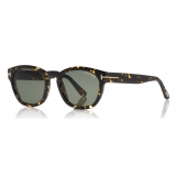 Tom Ford - Bryan Sunglasses - Occhiali da Sole Rotondi in Acetato - Havana Verde - FT0590 - Occhiali da Sole - Tom Ford Eyewear