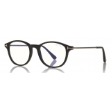 Tom Ford - Blue Block Optical Glasses - Round Acetate Optical Glasses - Black - FT5553-B - Optical Glasses - Tom Ford Eyewear