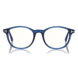 Tom Ford - Blue Block Optical Glasses - Occhiali da Vista Rotondi - Blu - FT5553-B - Occhiali da Vista - Tom Ford Eyewear