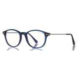 Tom Ford - Blue Block Optical Glasses - Round Acetate Optical Glasses - Blue - FT5553-B - Optical Glasses - Tom Ford Eyewear