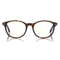 Tom Ford - Blue Block Optical Glasses - Occhiali Rotondi - Avana Scuro - FT5553-B - Occhiali da Vista - Tom Ford Eyewear