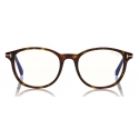 Tom Ford - Blue Block Optical Glasses - Round Optical Glasses - Dark Havana - FT5553-B - Optical Glasses - Tom Ford Eyewear