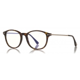 Tom Ford - Blue Block Optical Glasses - Occhiali Rotondi - Avana Scuro - FT5553-B - Occhiali da Vista - Tom Ford Eyewear