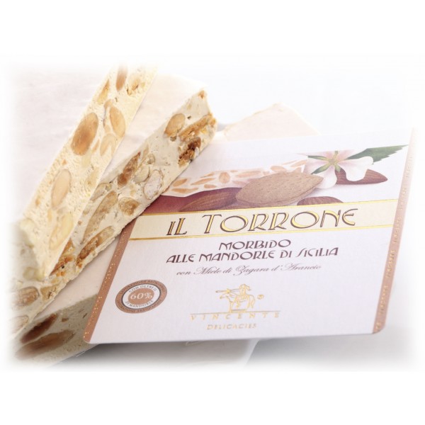 Vincente Delicacies - Soft Nougat Bar with Sicilian Almonds - in Opal Ribbon Flow-Pack - 400 g