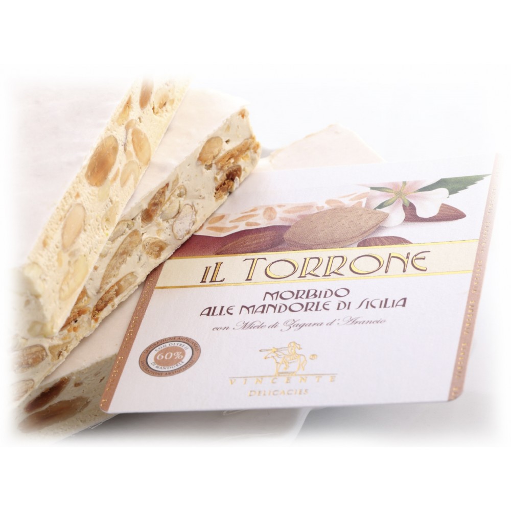 Vincente Delicacies - Torrone Morbido alla Mandorla Sicilia - Opal Fiocco - 400 g