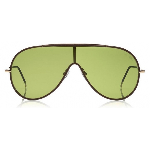 Tom Ford - Mack Sunglasses - Occhiali da Sole Pilot in Metallo - Oro Verde - FT0671 - Occhiali da Sole - Tom Ford Eyewear