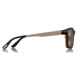 Tom Ford - Magnetic Clip Sunglasses - Occhiali Quadrati in Metallo - Oro Havana - FT5474 - Occhiali da Sole - Tom Ford Eyewear