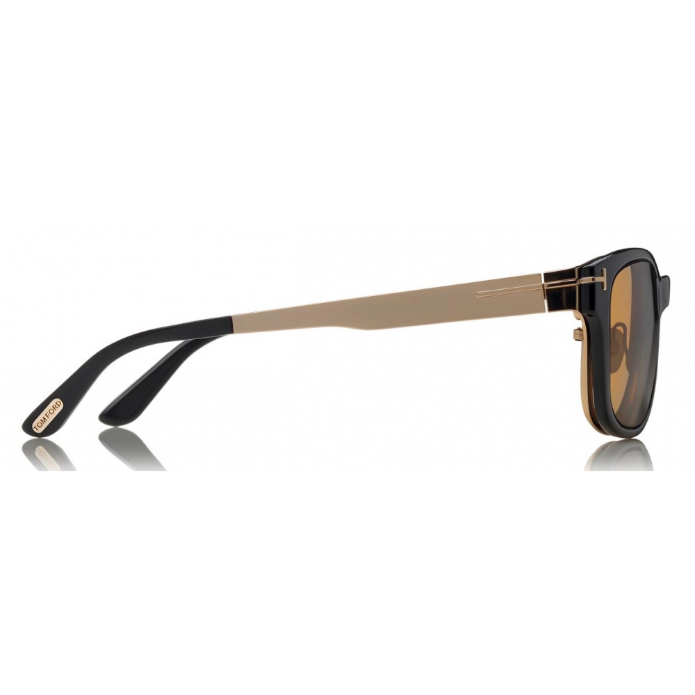 Tom Ford - Magnetic Clip Sunglasses - Square Metal Sunglasses - Gold Havana  - FT5474 - Sunglasses - Tom Ford Eyewear - Avvenice