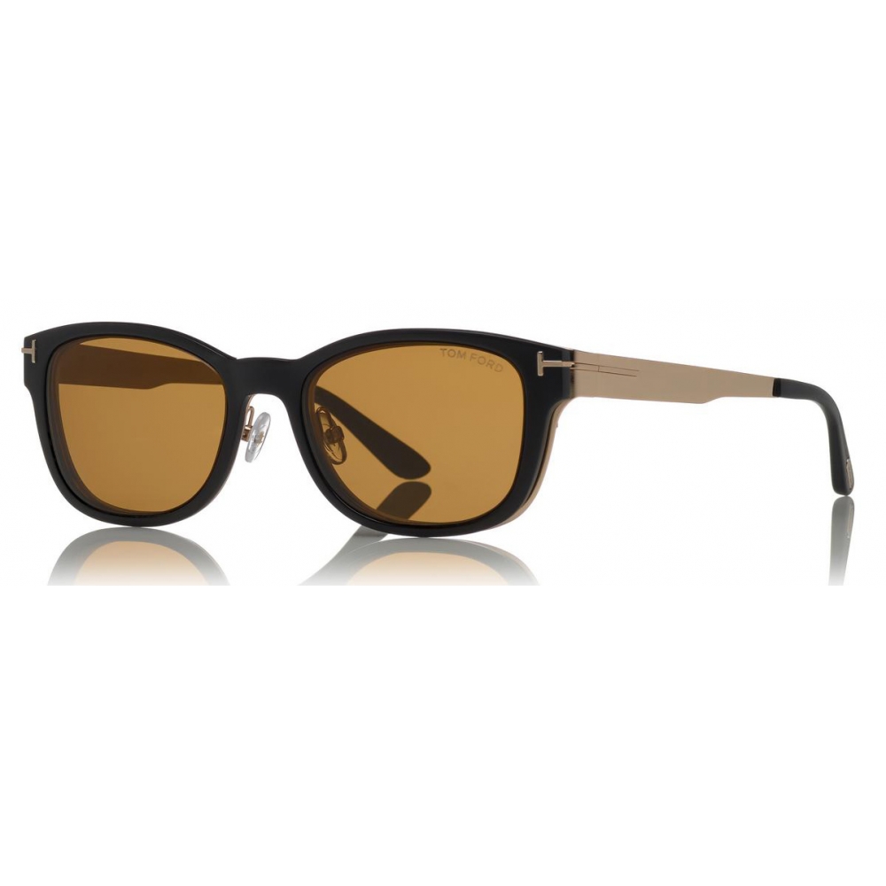 Tom Ford - Magnetic Clip Sunglasses - Square Metal Sunglasses - Gold ...