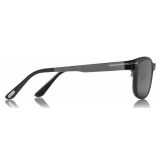 Tom Ford - Magnetic Clip Sunglasses - Occhiali Quadrati in Metallo - Grigio - FT5474 - Occhiali da Sole - Tom Ford Eyewear