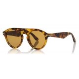 Tom Ford - Christopher Sunglasses - Occhiali da Sole Rotondi in Acetato - Oliva - FT0633 - Occhiali da Sole - Tom Ford Eyewear