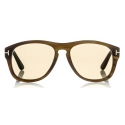 Tom Ford - Tom N.7 Sunglasses - Occhiali in Vero Corno di Bufalo - Corno Verde - FT5440-P - Occhiali da Sole - Tom Ford Eyewear